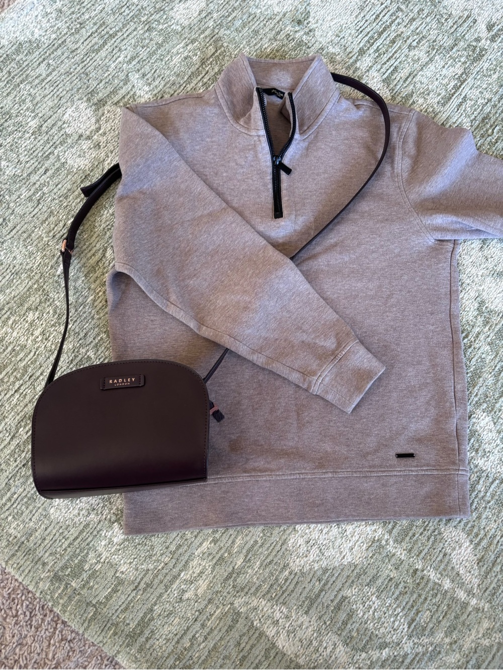 Massimo Dutti Taupe Quarter-Zip Turtleneck Sweater